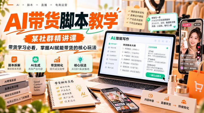 AI带货脚本教学,某社群精讲课,带货学习必看,掌握AI赋能带货的核心玩法 图1