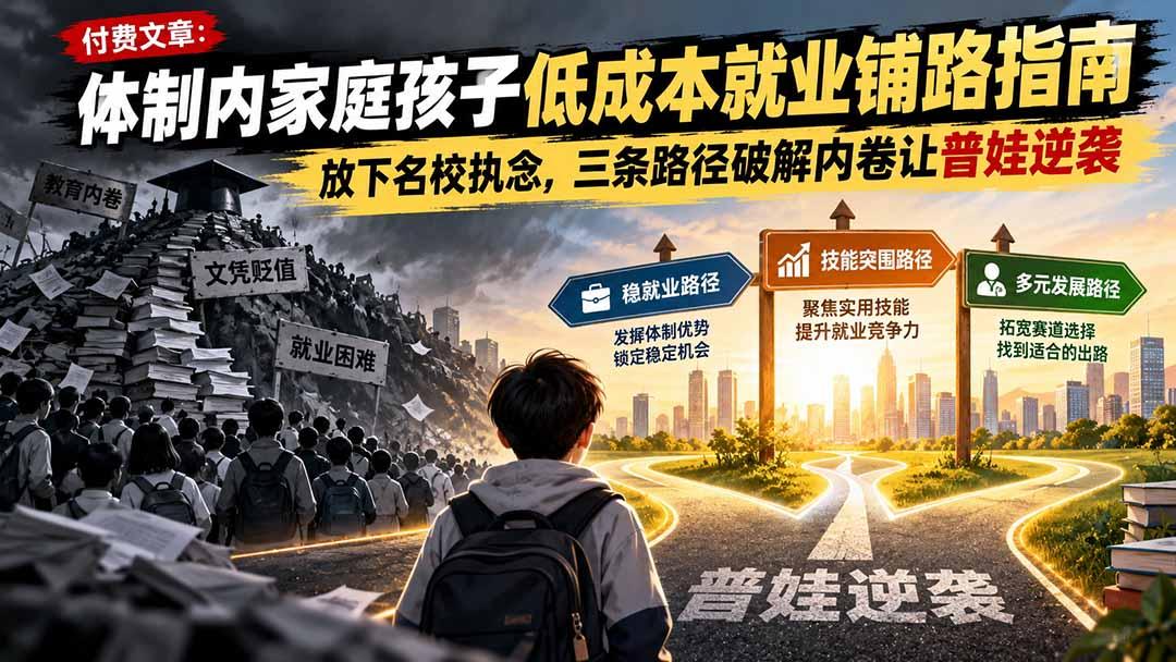 体制内家庭孩子低成本就业铺路指南:三条路径破解内卷 图1