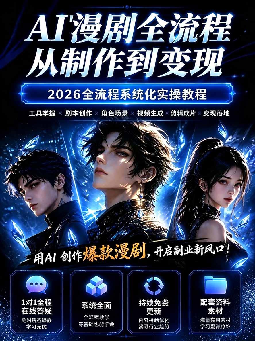 【无水印】2026AI漫剧创作与商业变现掘金营：打通选题→AI编剧→角色场景→自动分镜→视频生成→剪辑发布→运营变现 图2