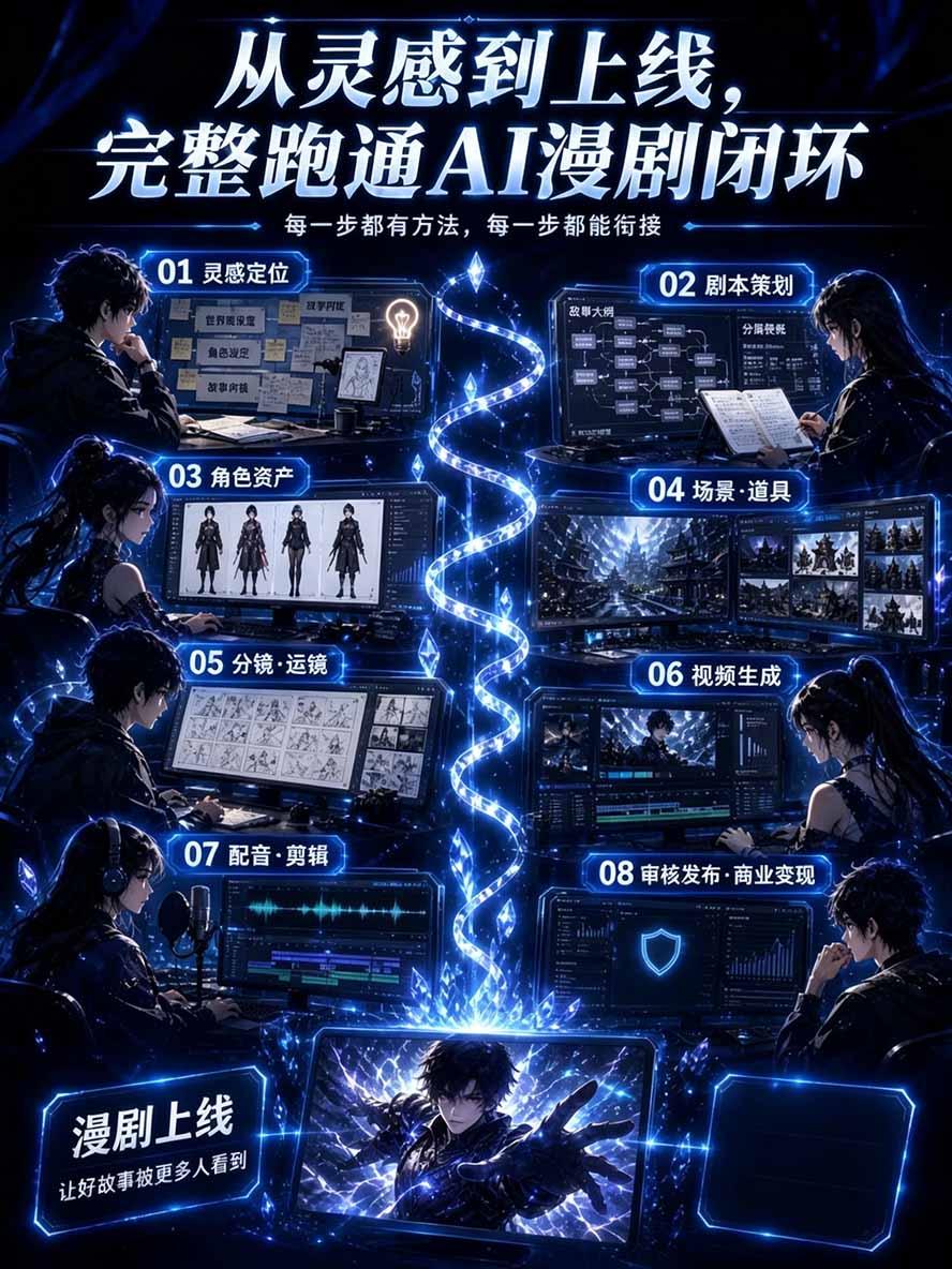 【无水印】2026AI漫剧创作与商业变现掘金营：打通选题→AI编剧→角色场景→自动分镜→视频生成→剪辑发布→运营变现 图3