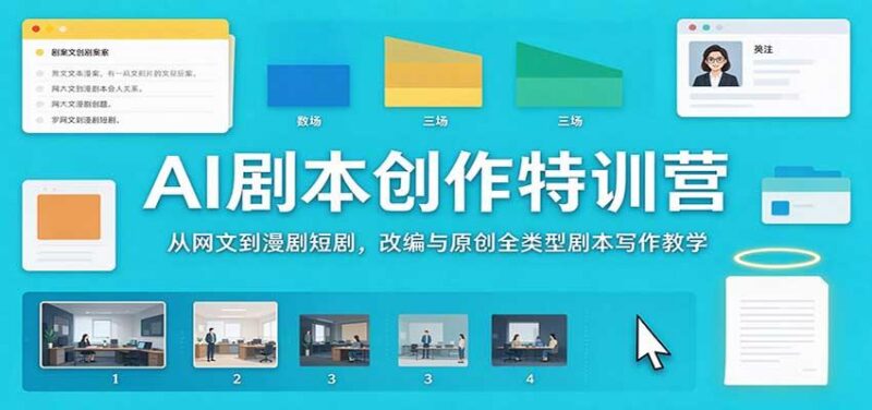 AI剧本创作特训营:从网文到漫剧短剧,改编与原创全类型剧本写作教学 三零资源-三零资源