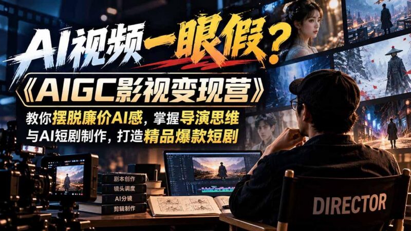 【无水印】AI视频一眼假?《AIGC影视变现营》教你摆脱廉价AI感,掌握导演思维与AI短剧制作,打造精品爆款短剧 三零资源-三零资源