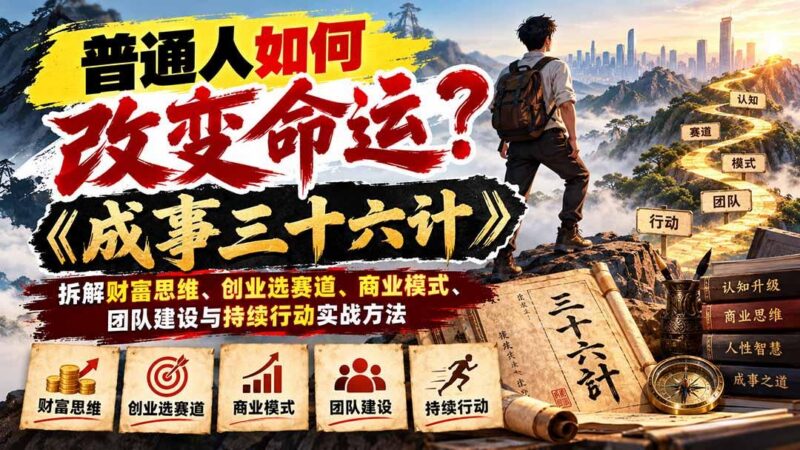 普通人如何改变命运?《成事三十六计》拆解财富思维、创业选赛道、商业模式、团队建设与持续行动实战方法 三零资源-三零资源