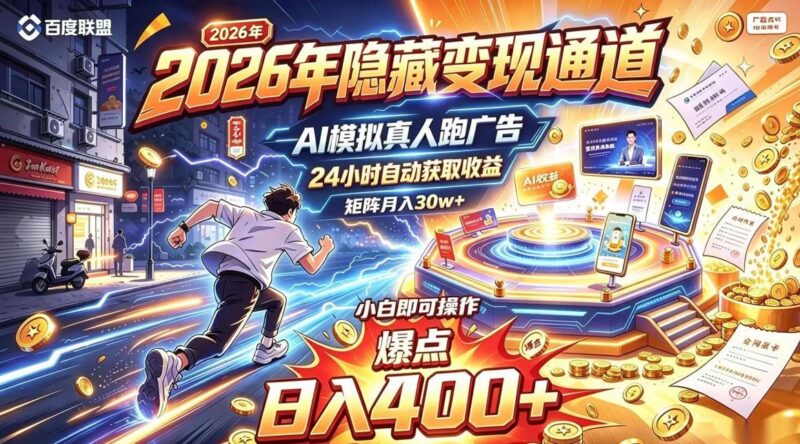 2026年别死磕自媒体,隐藏变现通道,AI模拟真人自动跑广告,小白即可操作,日入400+,矩阵月入可达到30w+【揭秘】-三零资源