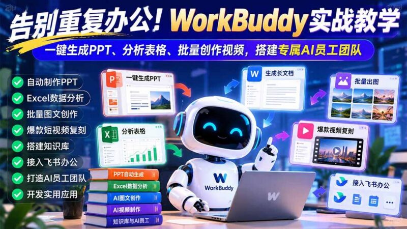 告别重复办公!WorkBuddy实战教学:一键生成PPT、分析表格、批量创作视频,搭建专属AI员工团队 三零资源-三零资源