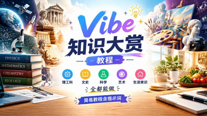 Vibe知识大赏教程,理工科、文史、科学、艺术、生活常识全都能做,简易教程含提示词(更新1025)