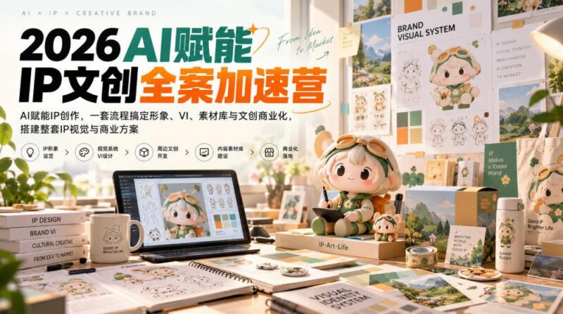 2026AI赋能ip文创全案加速营,AI赋能IP创作,一套流程搞定形象、VI、素材库与文创商业化,搭建整套IP视觉与商业方案 三零资源-三零资源