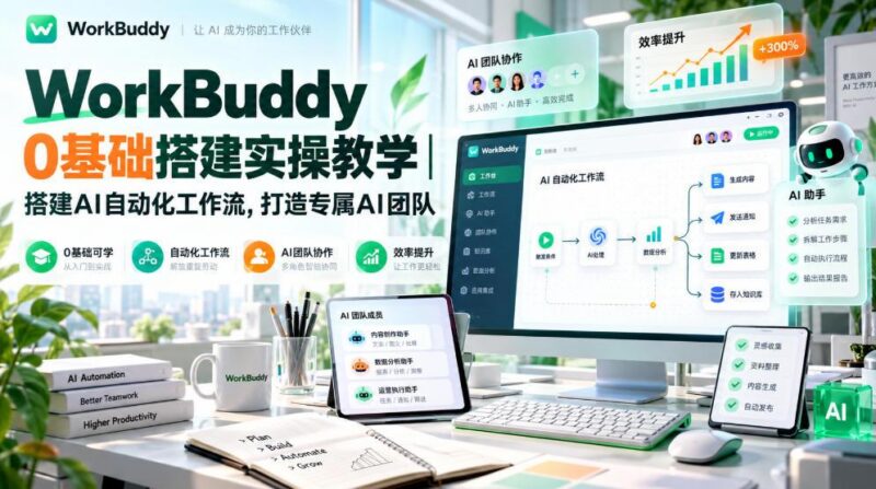 WorkBuddy 0基础搭建实操教学|搭建AI自动化工作流,打造专属AI团队-三零资源