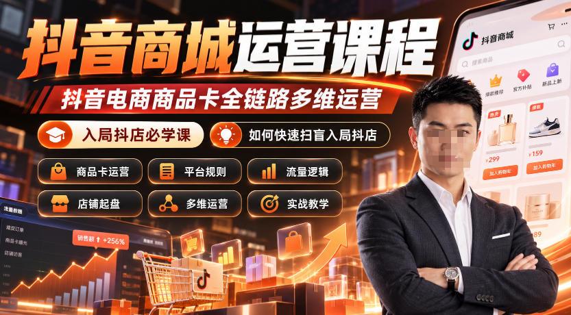 抖音商城运营课程，抖音电商商品卡全链路多维运营，入局抖店必学课， 如何快速扫盲入局抖店(更新1025)