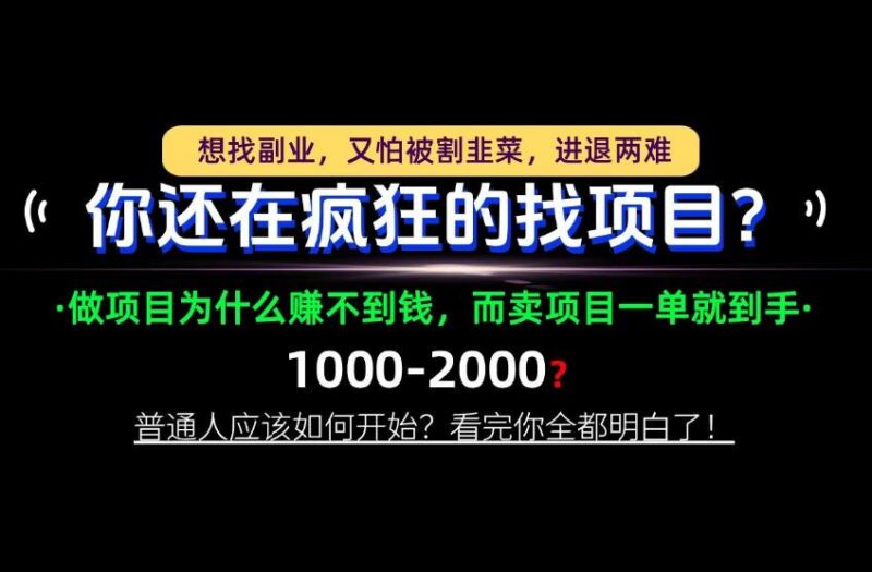 你还在疯狂的找项目?别傻了!卖项目才是真正的一本万利!怎么做,看完你全都明白!【揭秘】 三零资源-三零资源