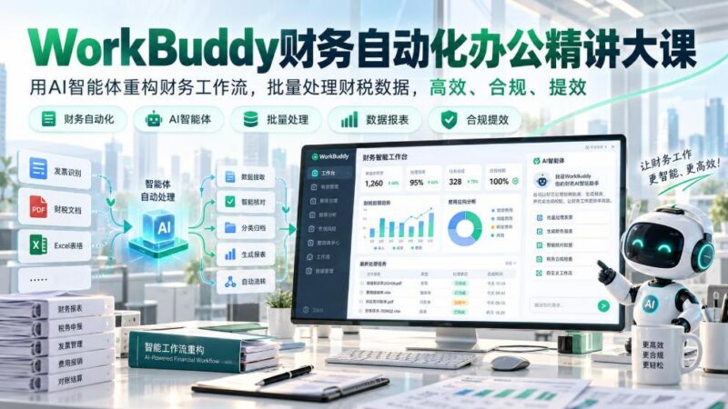 WorkBuddy财务自动化办公精讲大课,用AI智能体重构财务工作流,批量处理财税数据,高效、合规、提效 三零资源-三零资源