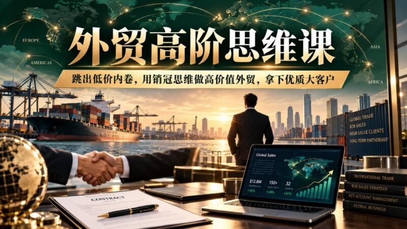 外贸高阶思维课，跳出低价内卷，用销冠思维做高价值外贸，拿下优质大客户-三零资源