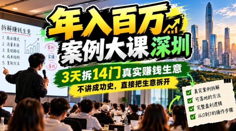 年入百W案例大课深圳,3天拆14门真实賺钱生意,不讲成功史,直接把生意拆开 三零资源-三零资源