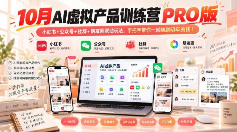 10月AI虚拟产品训练营PRO版,小红书+公众号+社群+朋友圈联动玩法,手把手带你一起赚到明年的钱!(更新1024) 三零资源-三零资源