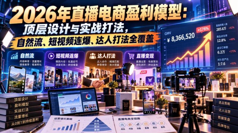 2026年直播电商盈利模型：顶层设计与实战打法，自然流、短视频连爆、达人打法全覆盖 三零资源-三零资源