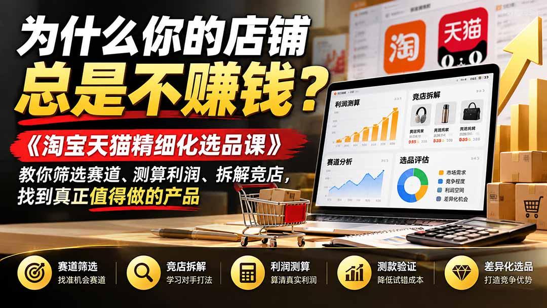 为什么你的店铺总是不赚钱?《淘宝天猫精细化选品课》教你筛选赛道、测算利润、拆解竞店,找到真正值得做的产品