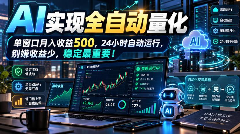 AI全自动量化项目，长期稳定可落地，0门槛躺赚稳定项目！