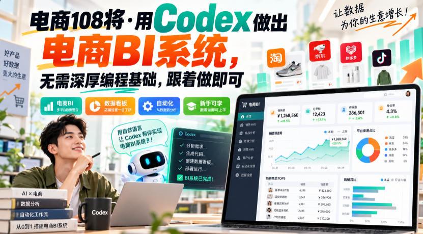 电商108将·用Codex做出电商BI系统,无需深厚编程基础,跟着做即可(更新1026)