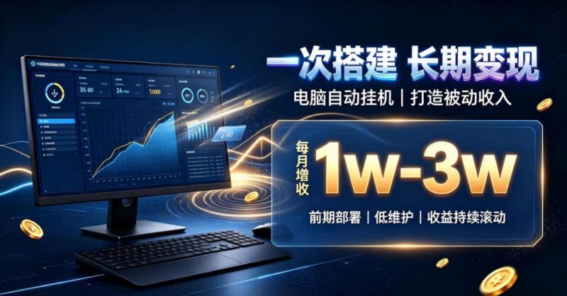 一份投入长期收益，电脑自动挂G类目，搭建被动收入每月增收1w-3w【揭秘】 三零资源-三零资源