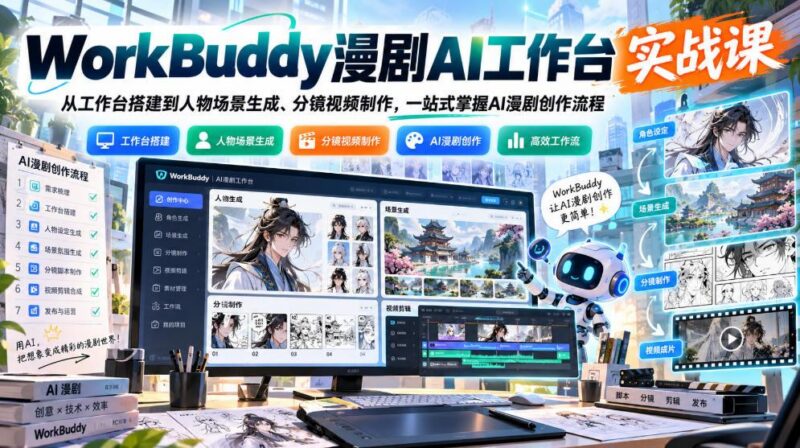 WorkBuddy漫剧AI工作台实战课:从工作台搭建到人物场景生成、分镜视频制作,一站式掌握AI漫剧创作流程 三零资源-三零资源