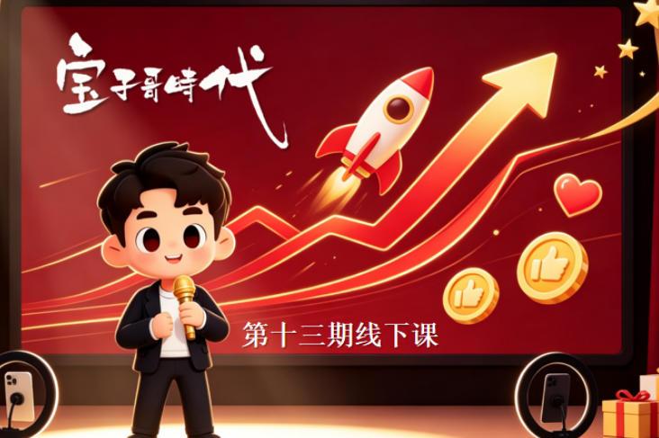 宝子哥抖音直播第13期VIP线下课9月5-6日,26年最值得看的直播课程,快速突破直播间流量瓶颈,打造高效起号闭环(20小时完整版)
