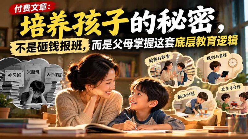 付费文章：培养孩子的秘密，不是砸钱报班，而是父母掌握这套底层教育逻辑-三零资源