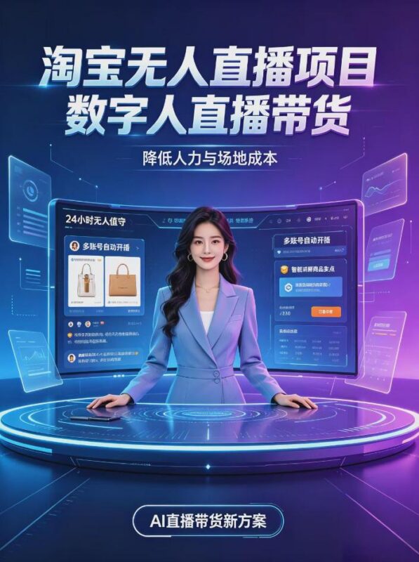 淘宝AI无人直播带货,24小时自动开播低门槛副业,无需真人长时间出镜,持续引流出单【揭秘】 三零资源-三零资源