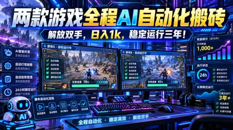 两款游戏全程AI自动化搬砖,解放双手,日入1k,稳定运行三年!【揭秘】 三零资源-三零资源