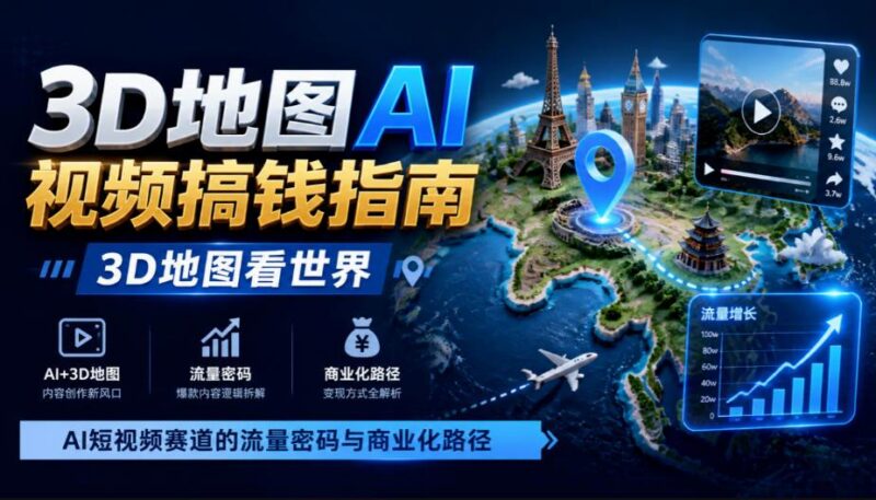 3D地图AI视频搞钱指南,3D地图看世界,AI短视频赛道的流量密码与商业化路径【文档】 三零资源-三零资源