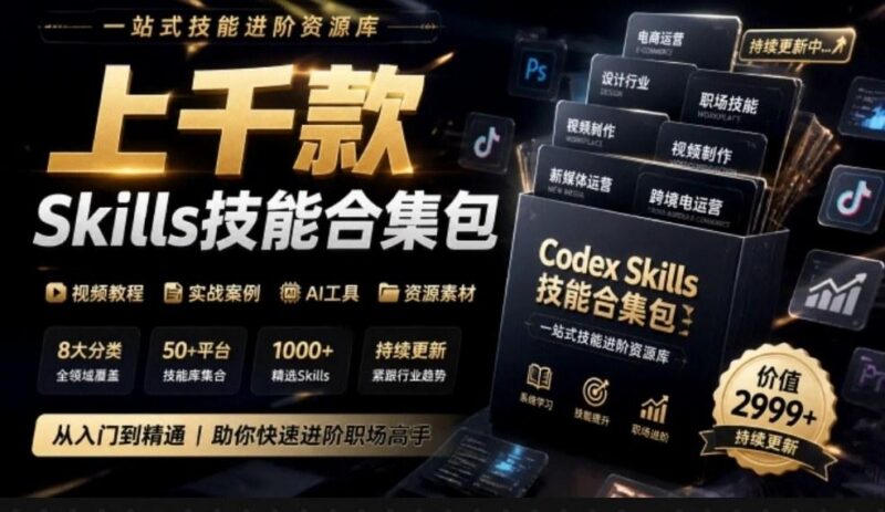 真值得收藏了,这次!上千款AI Skills技能直接被人打包好了,给AI工具备下了一整间技能商店-三零资源