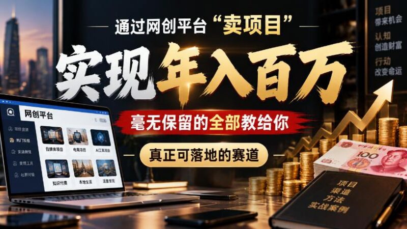 通过网创平台“卖项目”实现年入100w,毫无保留的全部教给你,真正可落地的赛道【揭秘】-三零资源