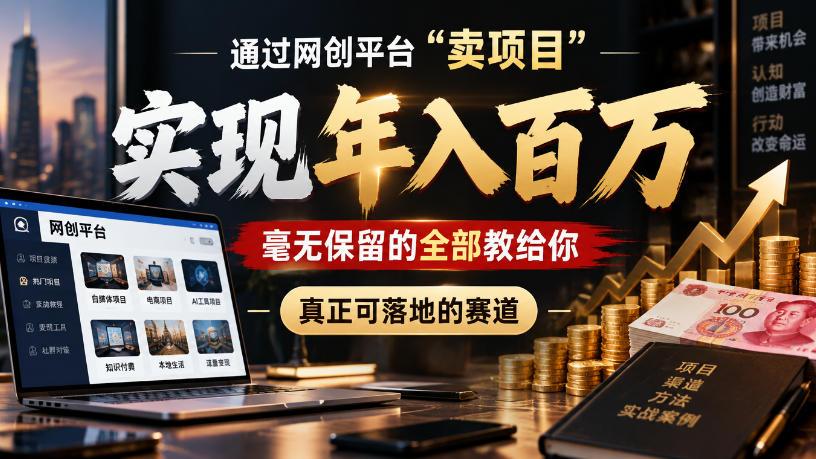 通过网创平台“卖项目”实现年入100w,毫无保留的全部教给你,真正可落地的赛道【揭秘】