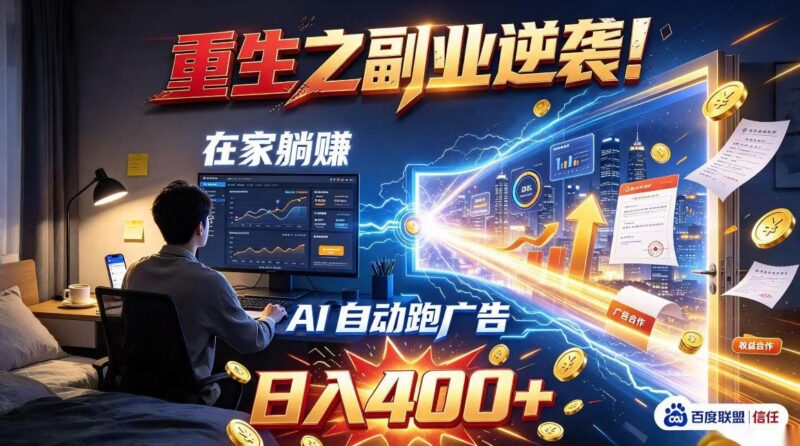 重生之副业逆袭!在家躺赚AI自动跑广告日入400+,无需人工操作【揭秘】-三零资源