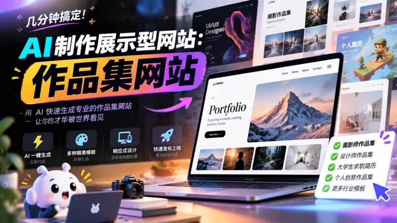 几分钟搞定，AI制作展示型网站制作：作品集网站，用AI快速生成专业的作品集网站，接单变现！ 三零资源-三零资源
