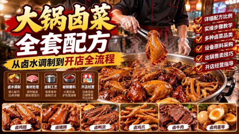 大锅卤菜全套配方:从卤水调制到开店全流程-三零资源