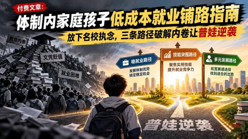 体制内家庭孩子低成本就业铺路指南:三条路径破解内卷-三零资源