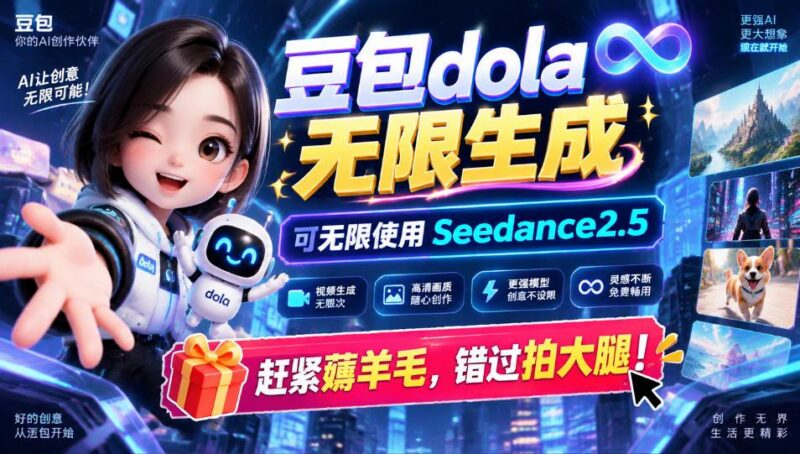 1029最新豆包dola无限生成技术，可以无限生成sseedance2.5，赶紧薅羊毛，和谐拍大腿 三零资源-三零资源