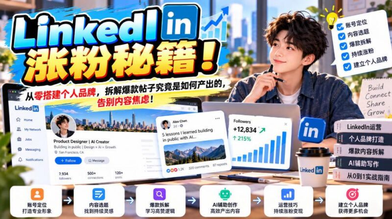 LinkedIn涨粉秘籍！从零搭建个人品牌，拆解爆款帖子究竟是如何产出的，告别内容焦虑！【原创双语字幕】-三零资源