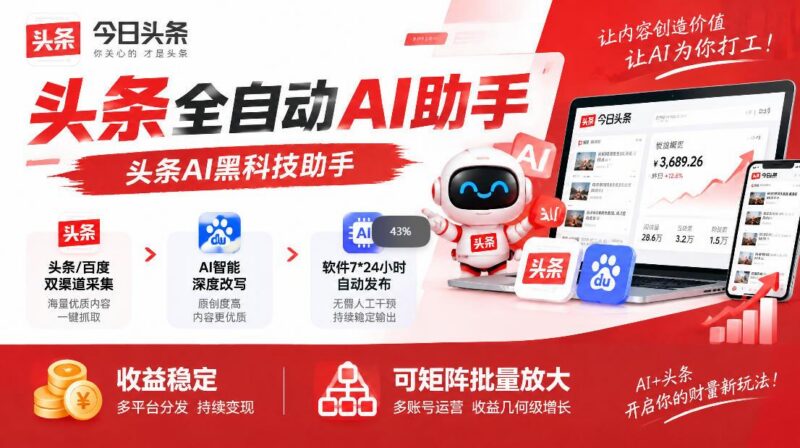今日头条AI助手：自动改写优化一键发布-三零资源