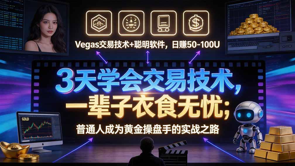 “顺势而为交易系统”3天学会交易技术，聪明软件辅助，小白也能看懂趋势交易，日入30-100U,长期稳定