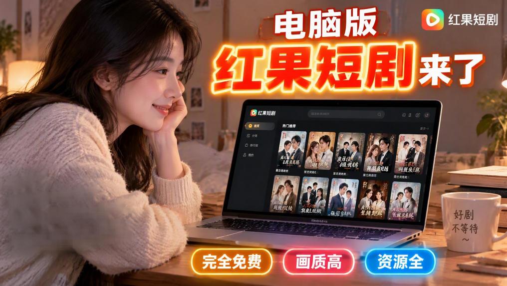 手机看短剧费眼？电脑版红果短剧来了，完全免费、画质高、资源全