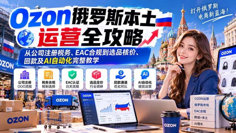 Ozon俄罗斯本土运营全攻略:从公司注册税务、EAC合规到选品核价、回款及AI自动化完整教学 三零资源-三零资源