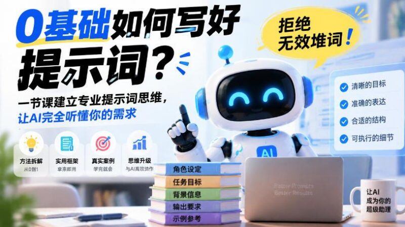0基础如何写好提示词，拒绝无效堆词！一节课建立专业提示词思维，让AI完全听懂你的需求-三零资源