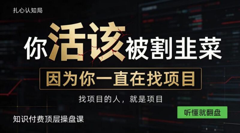 做项目不如卖项目，做知识付费自己当老板，知识付费顶层操盘课，听懂就翻盘【揭秘】-三零资源