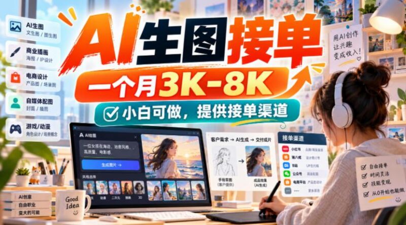 AI生图接单，一个月3K-8K，小白可做，提供接单渠道-三零资源