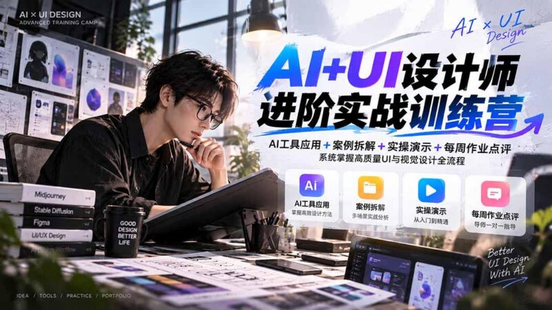 【无水印】AI+UI设计师进阶训练营-第4期:AI工具应用+案例拆解+实操演示+作业点评,掌握高质量UI与视觉设计全流程 三零资源-三零资源
