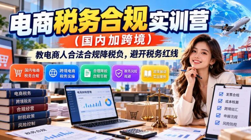 电商税务合规实训营(国内加跨境)，教电商人合法合规降税负，避开税务红线-三零资源