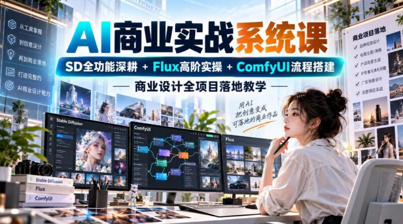 AI商业实战系统课｜SD全功能深耕+Flux高阶实操+Comfyui流程搭建，商业设计全项目落地教学 三零资源-三零资源