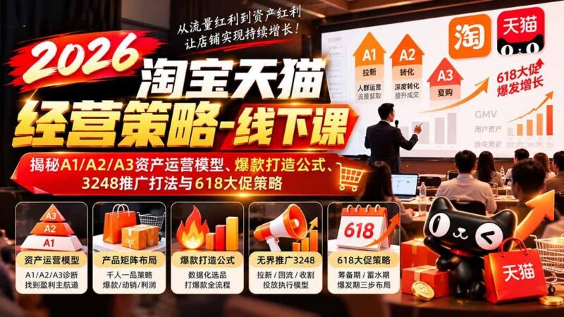2026淘宝天猫经营策略-线下课:揭秘A1/A2/A3资产运营模型、爆款打造公式、3248推广打法与618大促策略 三零资源-三零资源