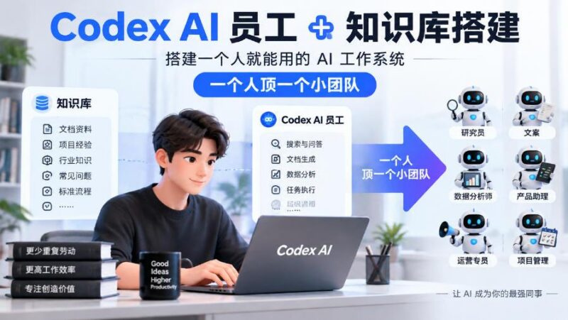 Codex AI员工+知识库搭建,搭建一个人就能用的AI工作系统,一个人顶一个小团队-三零资源
